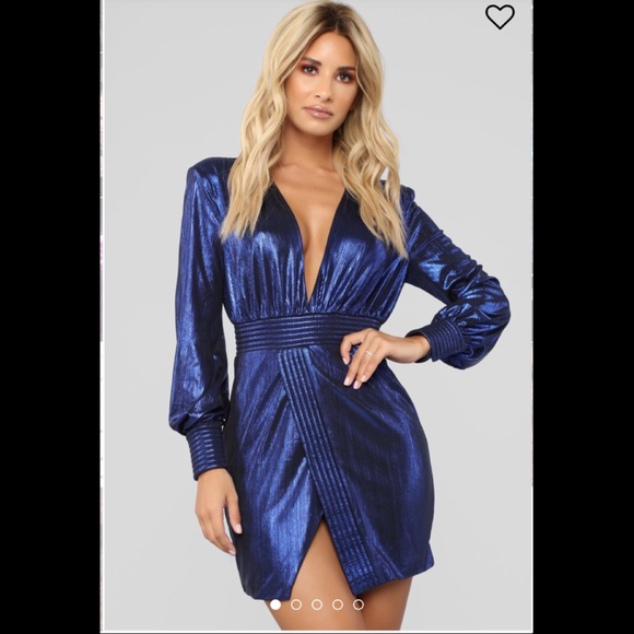 Fashion Nova Dresses & Skirts - NEW* Blue Metallic Mini Dress